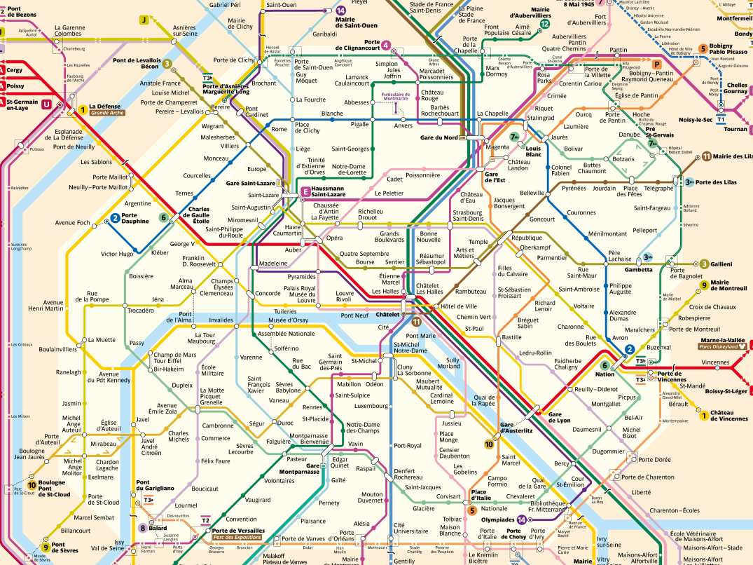 Карта метро города Париж